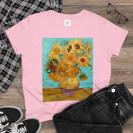 Vase with Twelve Sunflowers by Vincent van Gogh Women's Midweight Cotton Tee