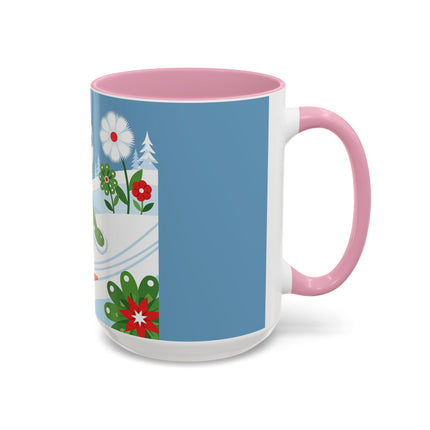 🎿❄️ The Winter Garden Skier Colorful Mug – Whimsical Holiday Fantasy