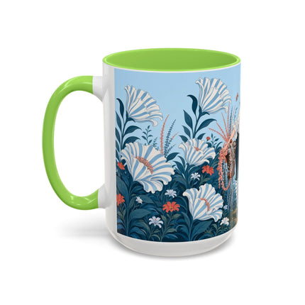 🎨💙 The Enchanted Garden Artist Colorful Mug – Art Deco Floral Whimsy