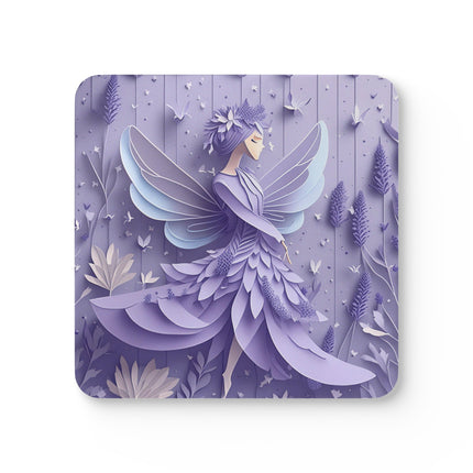 Lavender Fairy Corkwood Coaster Set