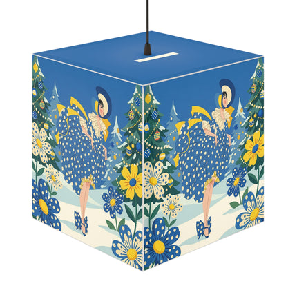💙🌼 The Bluebell Christmas Promenade Light Cube Lamp – Art Deco Holiday Fantasy