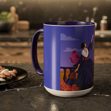 The Dawn Serenade Colorful Mug (11oz, 15oz) – Rooster Beauty, Morning Charm & Art Deco Elegance