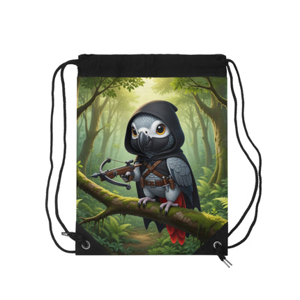 The African Grey Sentinel Drawstring Bag – Quiet Strength & Woodland Adventure
