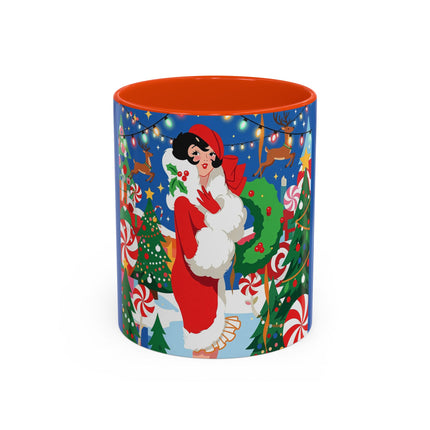 🦌🍬 The Lady Of The Peppermint Christmas Garden Colorful Mug – Colorful Art Deco Holiday Fantasy