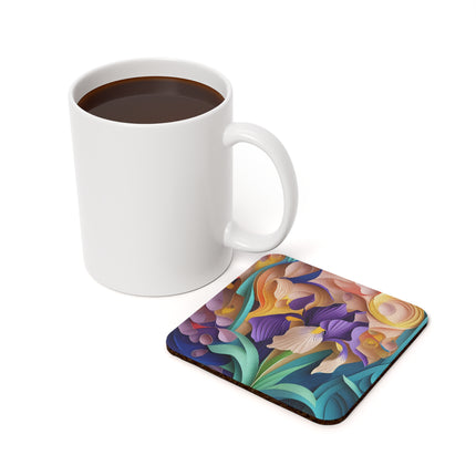 The Elegant Iris Flower Cork Back Coaster