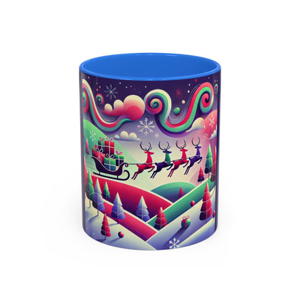 Festive Reindeer Flight Colorful Mugs (11oz, 15oz)