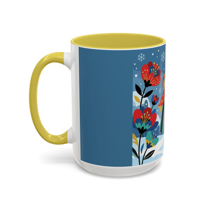 ❤️❄️ The Winter Heart Messenger Colorful Mug – Art Deco Snow Garden Fantasy