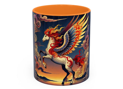 Flame-Winged Horse at Sunset Colorful Mugs (11oz, 15oz)