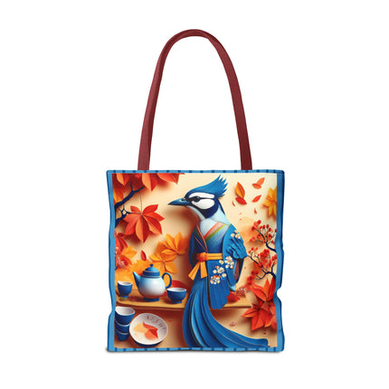 Blue Jay at an Autumn Tea Ceremony Tote Bag (AOP)