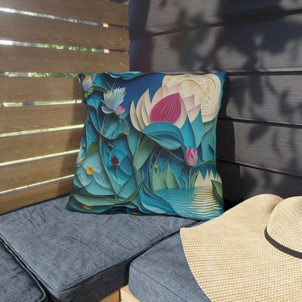 Ethereal Moonlit Lake Outdoor Pillows