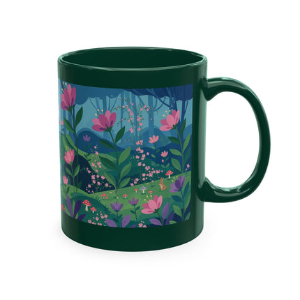 🌸☂️ The Lady Of The Enchanted Garden Stroll Ceramic Mug – Art Deco Floral Whimsy