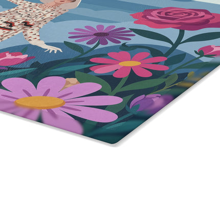 🌹☁️ The Lady Of The Rose Garden Glass Cutting Board – Art Deco Floral Fashion Elegance
