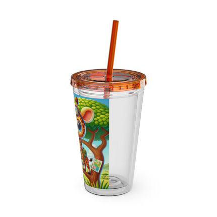Giraffe Lookout Sunsplash Tumbler with Straw, 16oz