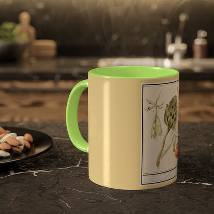 Artichoke, Broad Beans, and Lantern Plant by Anselmus Boëtius de Boodt Colorful Mugs, 11oz