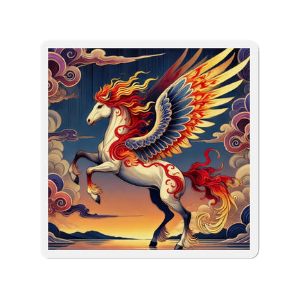 Flame-Winged Horse at Sunset Die-Cut Magnets (4 Sizes)