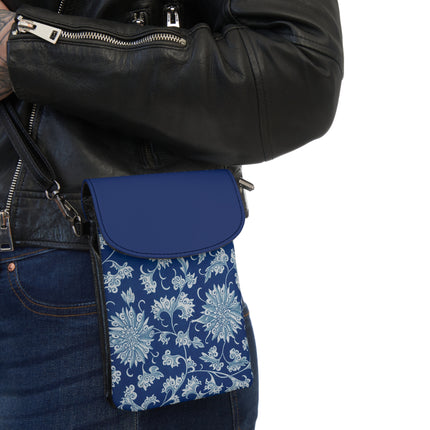 Blue Flower Pattern by Owen Jones Small Cell Phone Wallet
