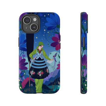 🌸🐦 The Lady Of The Midnight Bird Garden Phone Case – Art Deco Floral Fantasy