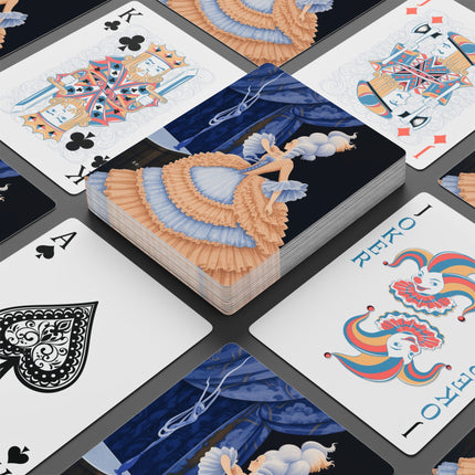 🩵🎀 The Lady Of The Blue Ribbons Playing Cards – Art Deco Rococo Elegance