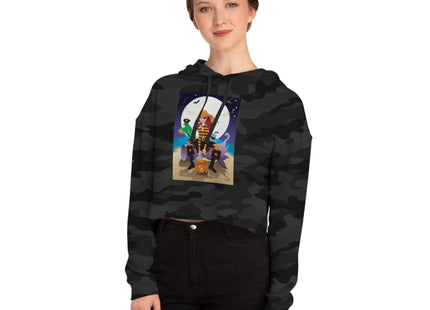 Moonlit Pirate Halloween Women’s Cropped Hooded Sweatshirt