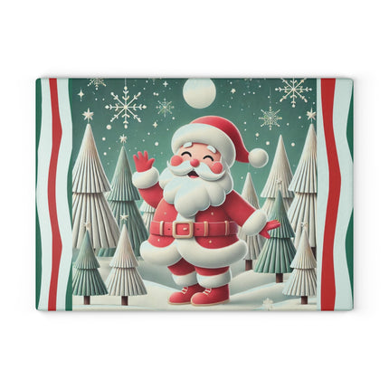 Santa's Joyful Night Glass Cutting Board