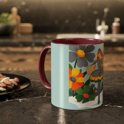 ❄️🌼 The Winter Flower Wanderer Colorful Mug – Colorful Art Deco Snow Fantasy