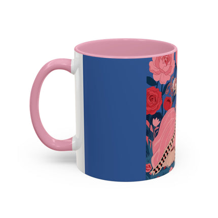 The Lady And The Scarlet Macaw Colorful Mugs – Art Deco Floral Elegance