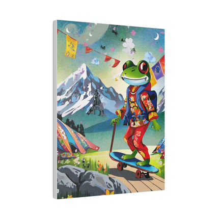 Skateboarding Frog Matte Canvas, Stretched, 0.75"