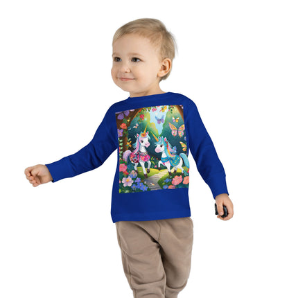 Baby Unicorns and Fluttering Butterflies Toddler Long Sleeve Tee