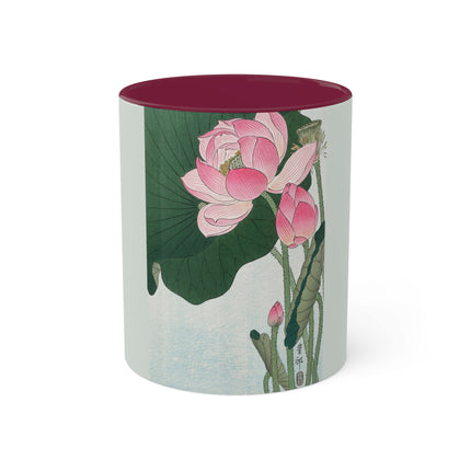 Blooming Lotus Flowers by Ohara Koson Colorful Mugs, 11oz