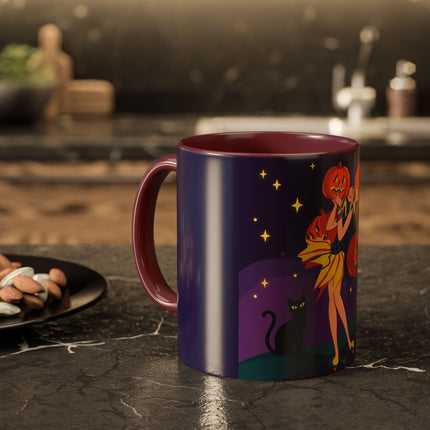 🎃🕯️ Moonlit Pumpkin Masquerade Colorful Mug – Whimsical Halloween Charm
