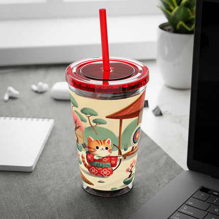 Archer Kitten in the Zen Garden Sunsplash Tumbler with Straw, 16oz