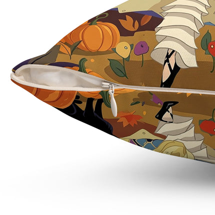 🌙🎃 The Moonlit Garden Walk Square Pillow – Elegant Halloween Charm