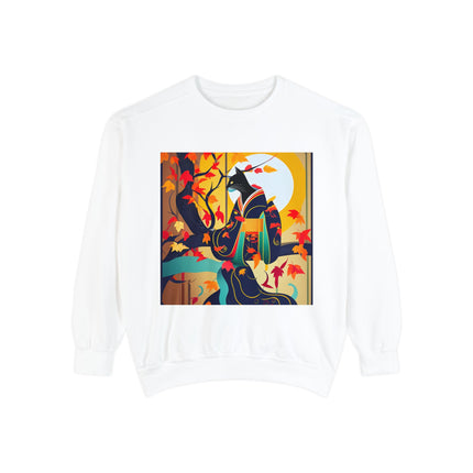 Black Cat in Kimono Unisex Garment-Dyed Sweatshirt