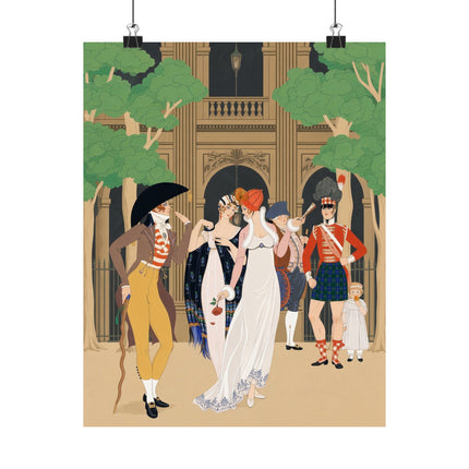 🌳🎩 La Merveilleuse au Palais Royal Matte Vertical Poster – George Barbier Art Deco Parisian Elegance