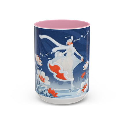 ❄️⛸️ The Winter Skater’s Flight Colorful Mug – Art Deco Floral Fantasy