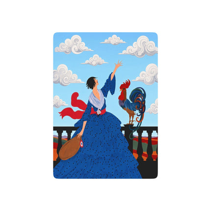 🐓☁️ The Lady And The Grand Rooster Playing Cards – Art Deco Country Whimsy