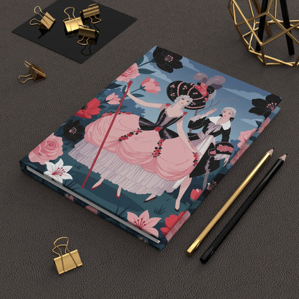 🌹🎭 The Rose Court Hardcover Journal – Art Deco Fashion Illustration