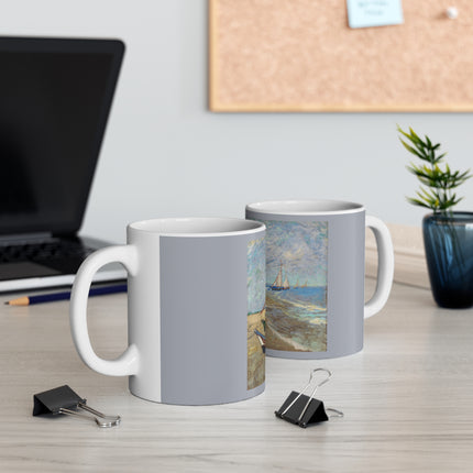 Fishing Boats on the Beach at Saintes-Maries by Vincent Van Gogh Ceramic Mug 11oz