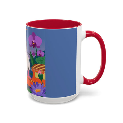 The Lady Of The Lotus Voyage Colorful Mugs – Art Deco Botanical Elegance