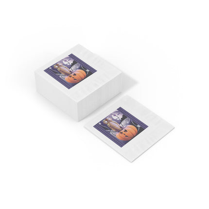 The Startled Pumpkin White Coined Napkins