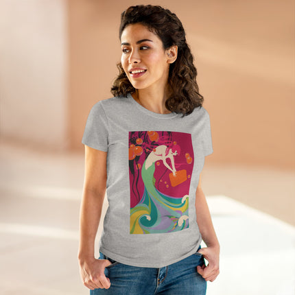 Mermaid Dive Women's Midweight Cotton Tee – Joyful Underwater Fantasy