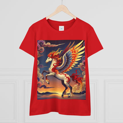 Flame-Winged Horse at Sunset Cotton Tee