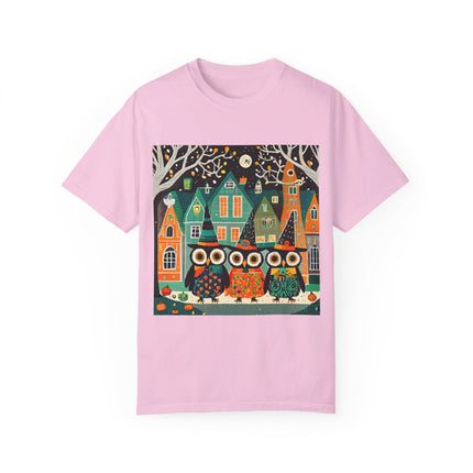 Night of the Trick-or-Treating Owlets Unisex Garment-Dyed T-shirt