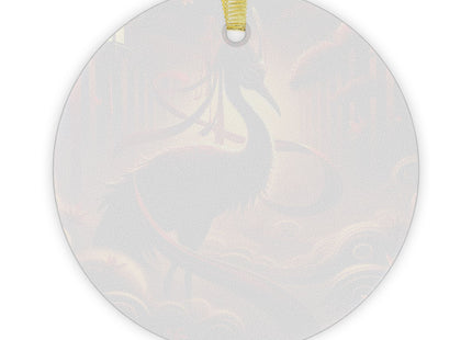 Regal Crimson Crane in the Autumn Mist Glass Ornament