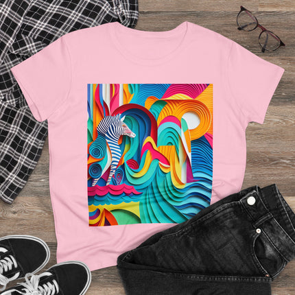 Surfing Zebra Women's Midweight Cotton Tee
