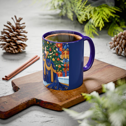 👑🎄 The Christmas Queen Of Golden Bells Colorful Mug – Art Deco Holiday Elegance