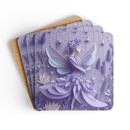 Lavender Fairy Corkwood Coaster Set