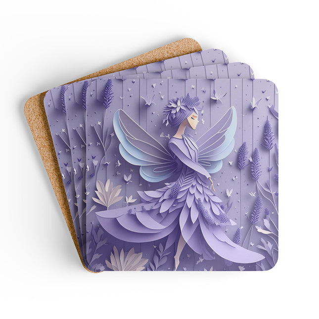Lavender Fairy Corkwood Coaster Set