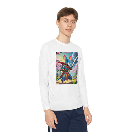 Cyber Samurai Rat Youth Long Sleeve Competitor Tee – Neon Warriors & Futuristic Adventure