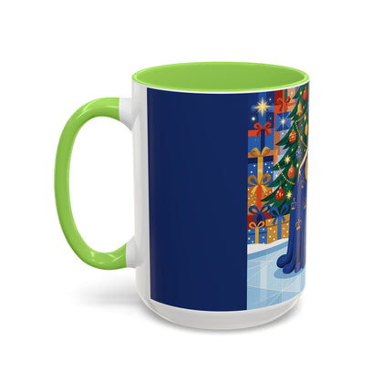 👑🎄 The Christmas Queen Of Golden Bells Colorful Mug – Art Deco Holiday Elegance